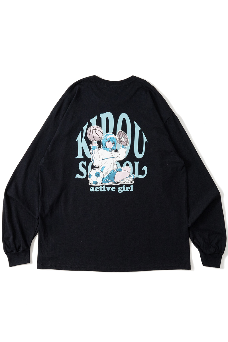 kirou school (キロウスクール) ACTIVE GIRL L/S T-shirts BLACK
