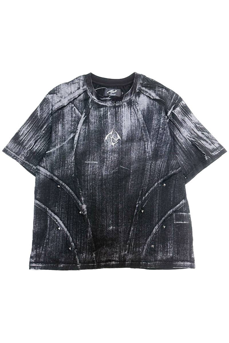 P.N UNDERGROUND (サイコ・ネーション・アンダーグラウンド) 切替えスタッズTee - Black Silver