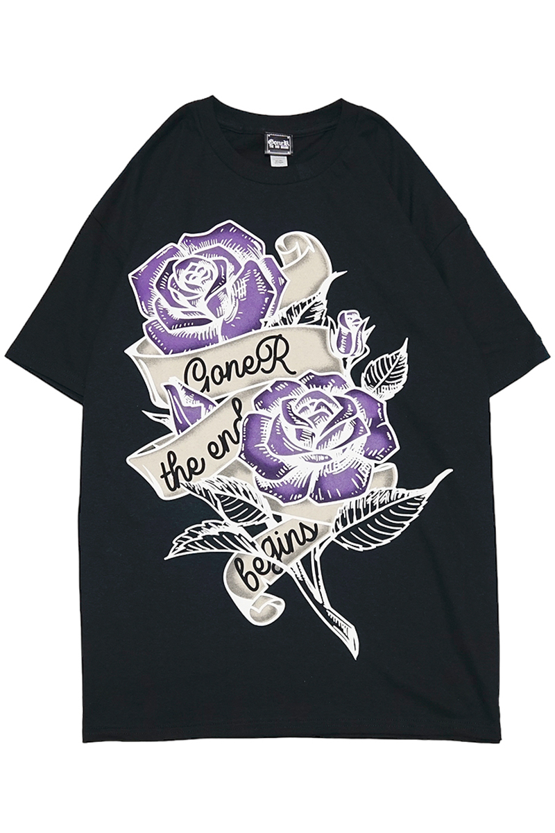 GoneR(ゴナー) GR37CT002 Rose Ribbon T-Shirt Black/Purple