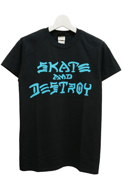 THRASHER TH8103 SKATE AND DESTROY TEE BLK/BLE