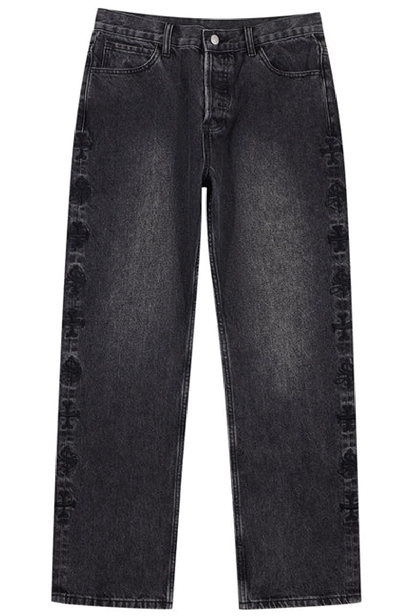 SUPPLIER (サプライヤー) BONE EMBROIDERY WASHED DENIM BLACK SUPPLIER (サプライヤー) BONE EMBROIDERY WASHED DENIM BLACK