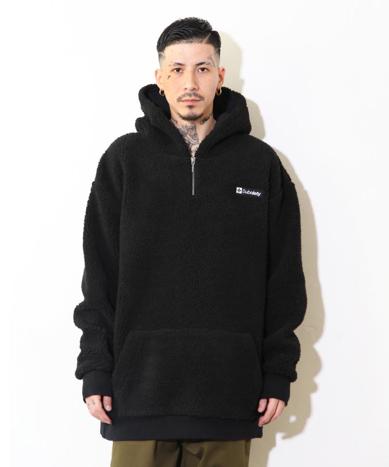 Subciety (サブサエティ) HALF ZIP BOA PARKA BLACK