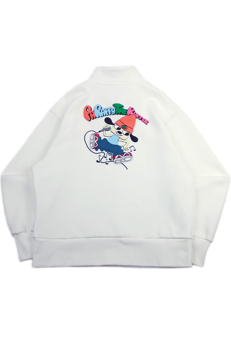パラッパラッパー グラフィック発泡プリント ハーフZIPスウェット OFF WHITE