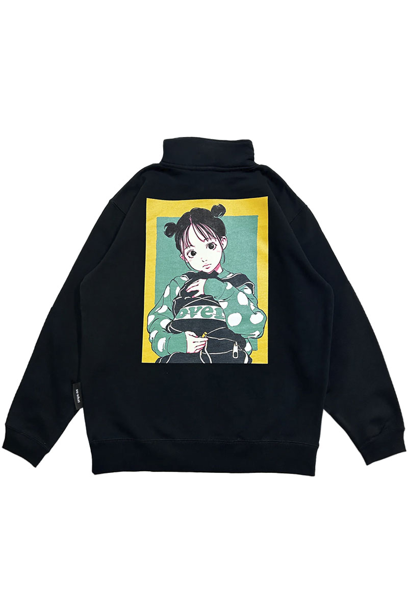over print (オーバープリント) BAG GIRL Half Zip pullover BLACK