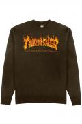 THRASHER (スラッシャー) Inferno Crewneck DARK CHOCOLATE