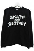 THRASHER TH8303 SKATE AND DESTROY LONG TEE BLK/WHT