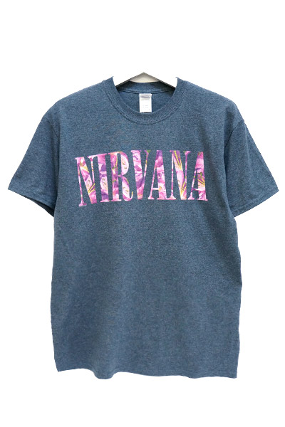 NIRVANA Floral Logo-Dark Heather t-shirt