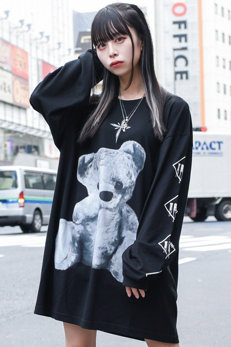 TRAVAS TOKYO【トラバストーキョー】 Furry bear L/S Tee Black×White