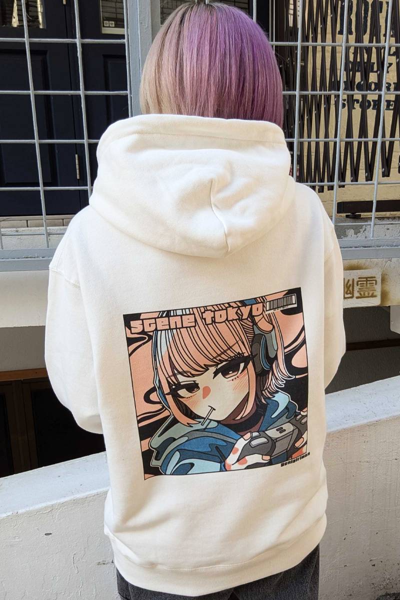 SCENE TOKYO (シーントウキョウ) game girl hoodie - White