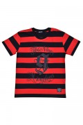 NineMicrophones BORDER TEE S/S -9MC Crew- RED