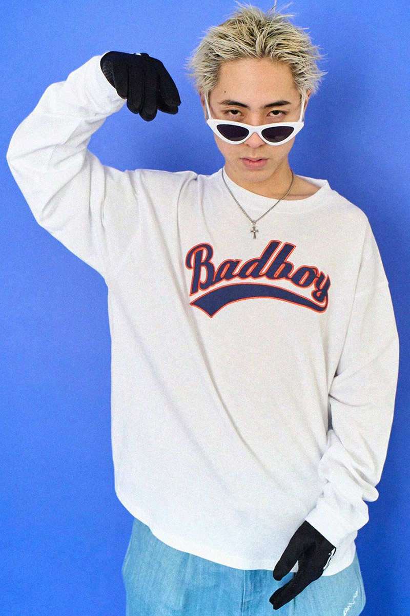 BAD BOY (バッドボーイ) TEAM LOGO EMBROIDERY  LONG TEE WHITE