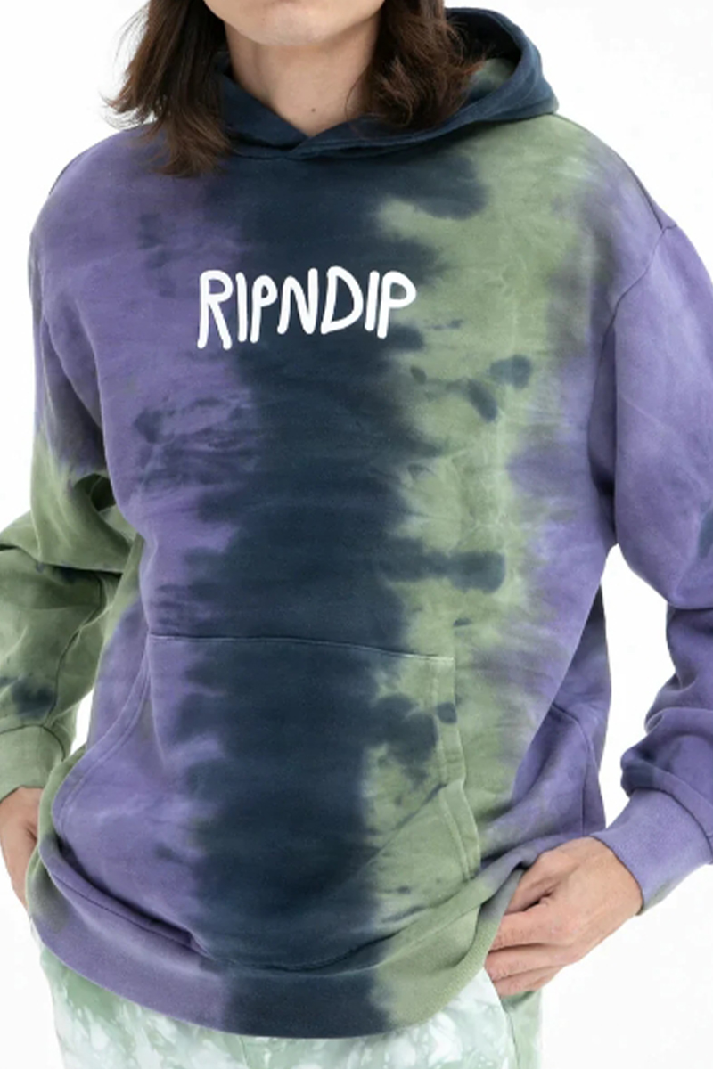 RIPNDIP (リップンディップ)　Ripndip Rubber Logo Hoodie (Sage/Slate Tie Dye)