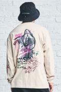 MUSIC SAVED MY LIFE (MSML) OVERSIZED GRAPHIC LONG SLEEVE TEE BEIGE