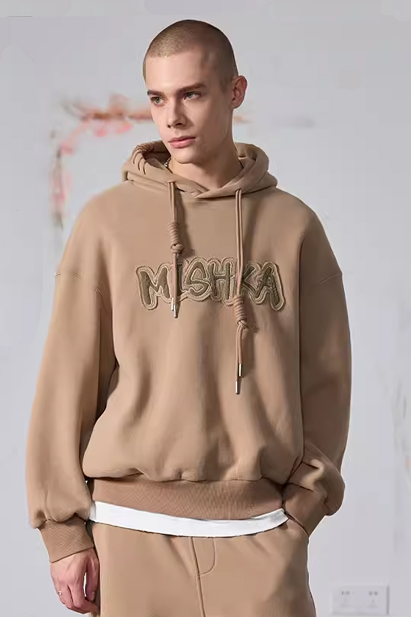 MISHKA (ミシカ) M61200404 Embroidery Hoodie Beige