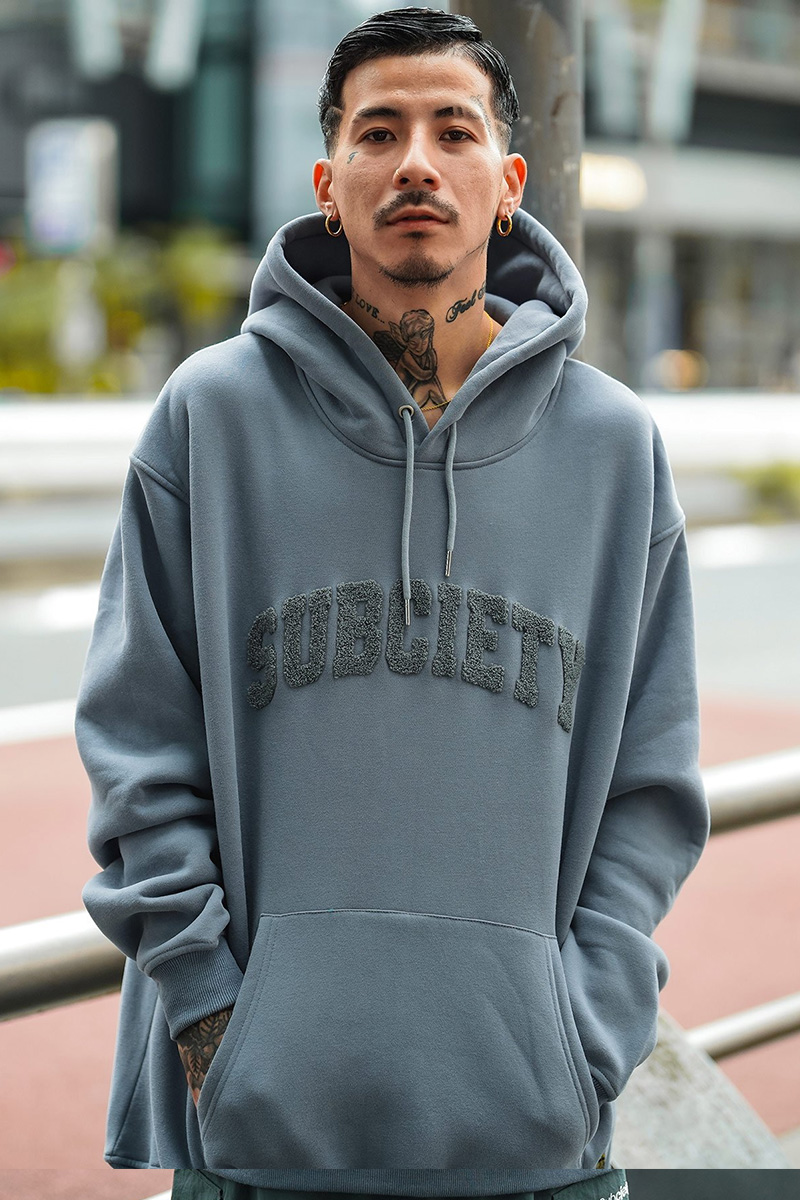 Subciety (サブサエティ) CHENILLE COLLEGE PARKA-BLUE