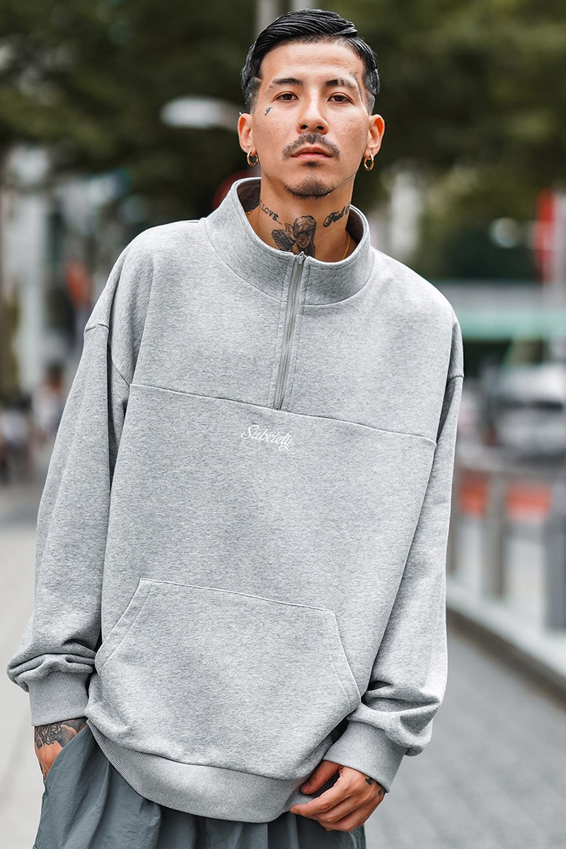 Subciety (サブサエティ) HALF ZIP SWEAT-GRAY