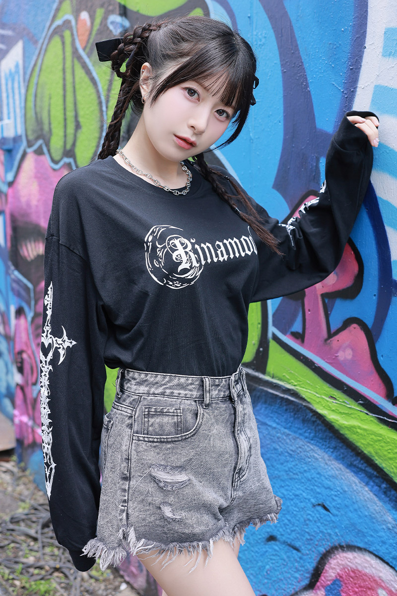 月城莉奈×GEKIROCK CLOTHINGコラボ・オーバーサイズ・ロンT-Black
