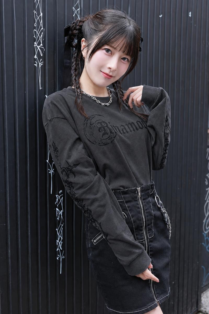月城莉奈×GEKIROCK CLOTHINGコラボ・オーバーサイズ・ロンT-Gray