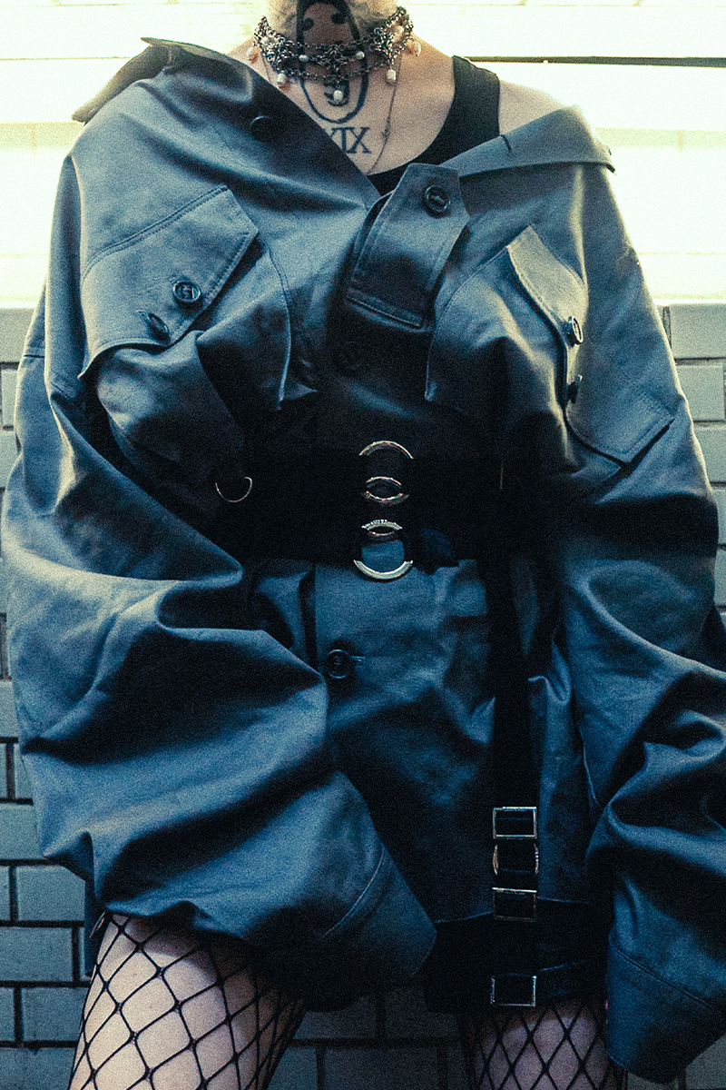 SLEEPING TABLET (スリーピングタブレット) HER [CROPPED MILITARY JACKET] - Gray