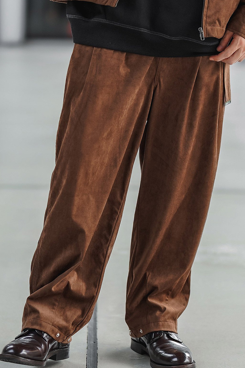 Subciety (サブサエティ) SUEDE BAGGY PANTS-BROWN