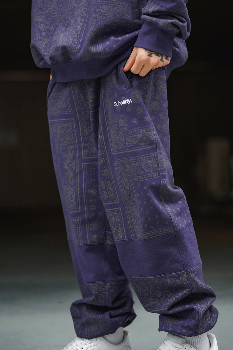 Subciety (サブサエティ) PAISLEY SWEAT PANTS-NAVY