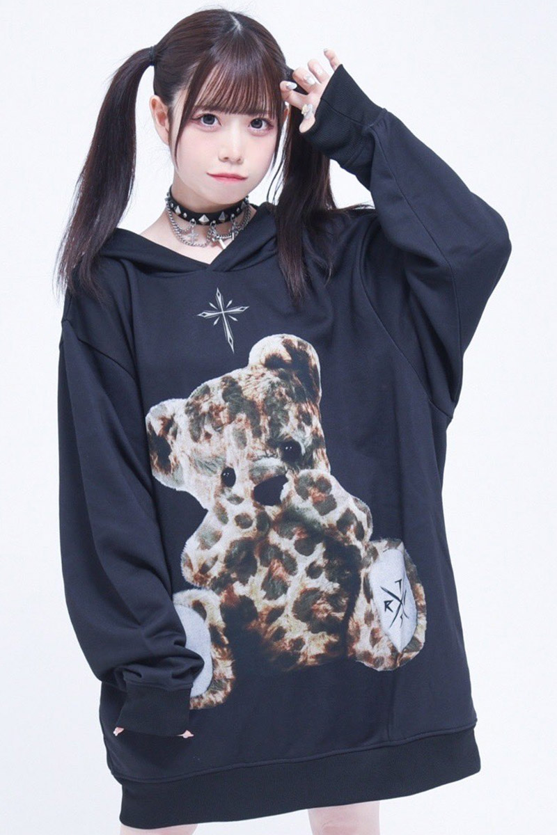 TRAVAS TOKYO【トラバストーキョー】 Furry bear hoodie ヒョウ柄クマ