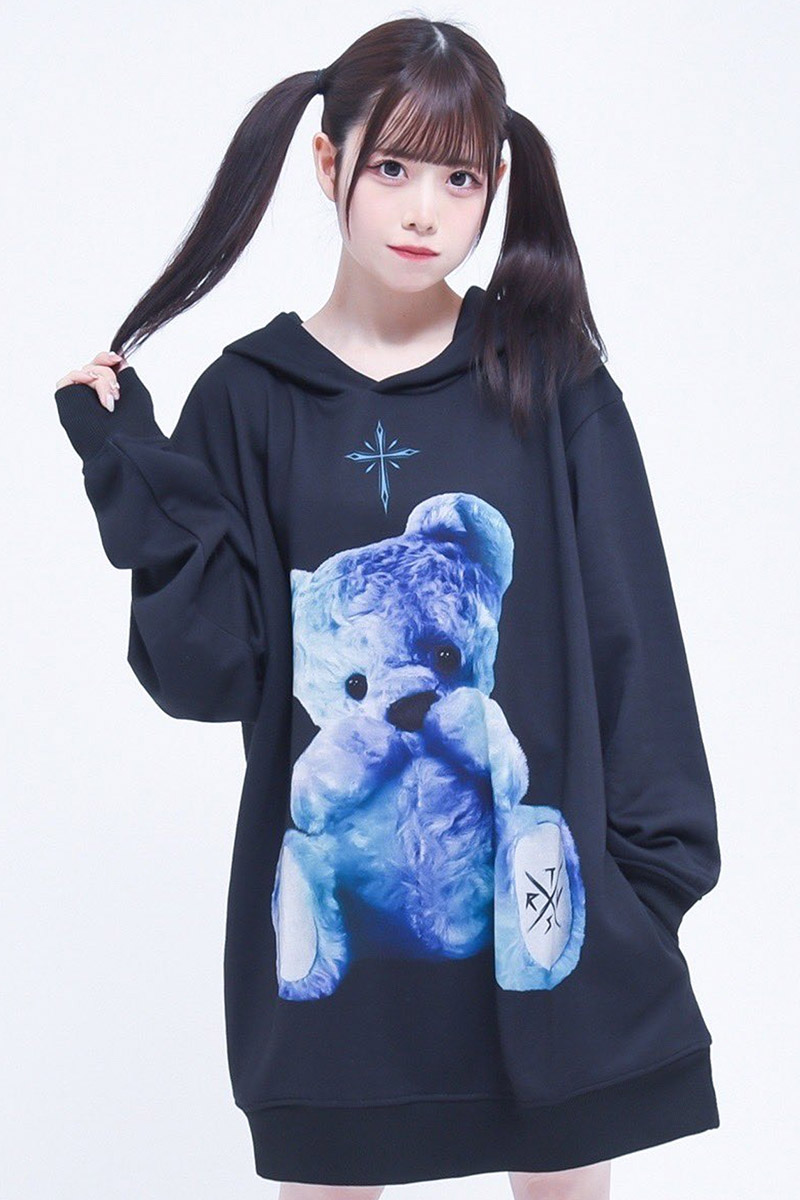 TRAVAS TOKYO【トラバストーキョー】 Furry bear hoodie Black×Blue