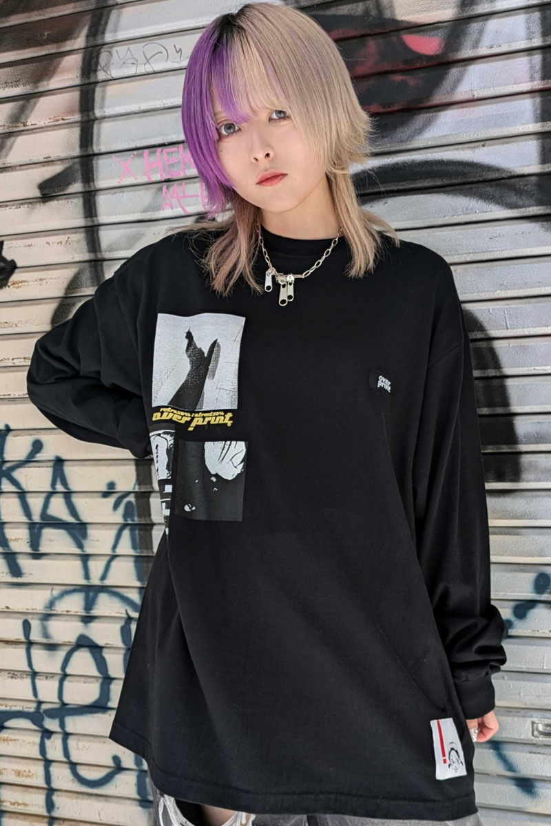 over print (オーバープリント) AFTER THAT LS Tee1 BLACK
