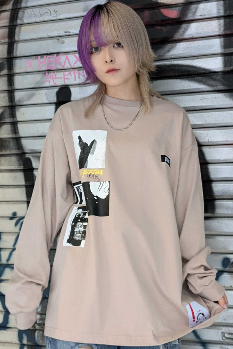 over print (オーバープリント) AFTER THAT LS Tee1 PINK