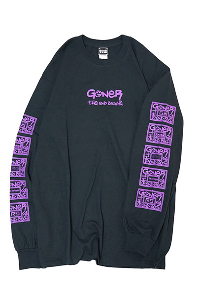 GoneR GR22LS001 Box Logo Sleeve L/S T-Shirts Black/Purple