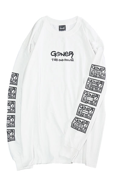 GoneR GR22LS001 Box Logo Sleeve L/S T-Shirts White