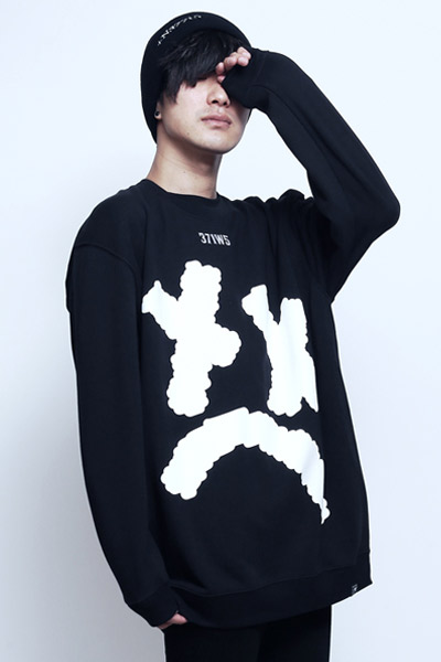 SILLENT FROM ME SMILE -Crew Sweat- BLACK