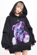 TRAVAS TOKYO【トラヴァストーキョー】Thunder bear layered big hoodie Black