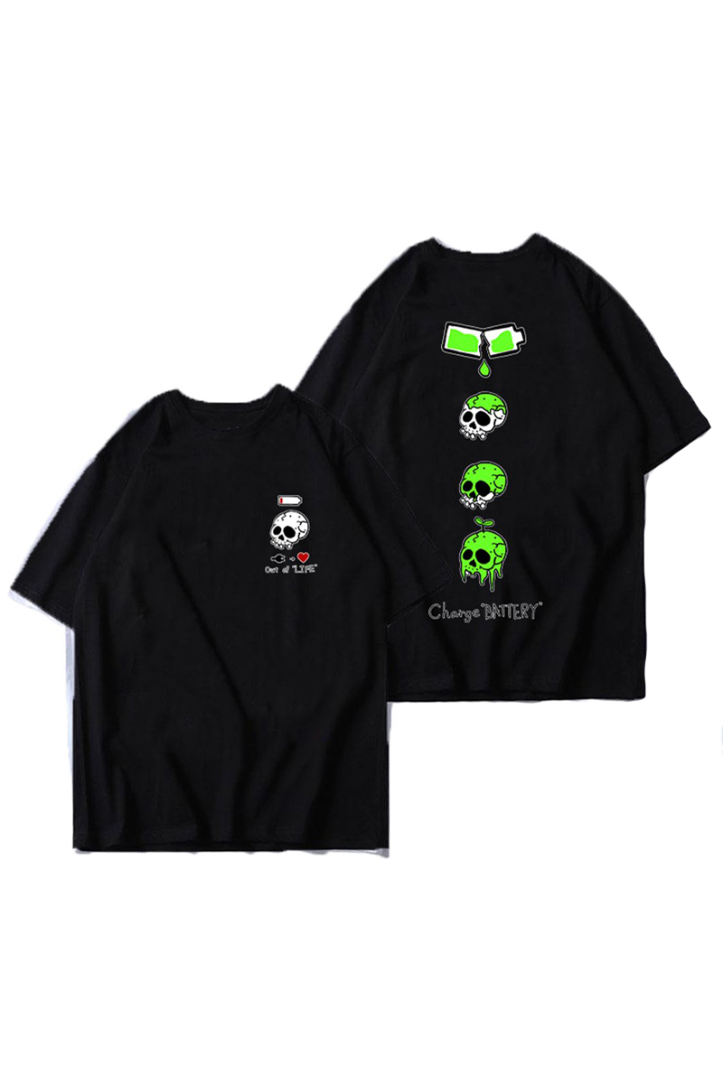 acOlaSia SKULL BATTERY tee black