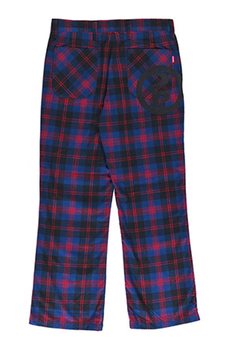 ROLLING CRADLE CHECK FLARE PANTS  / BLUE