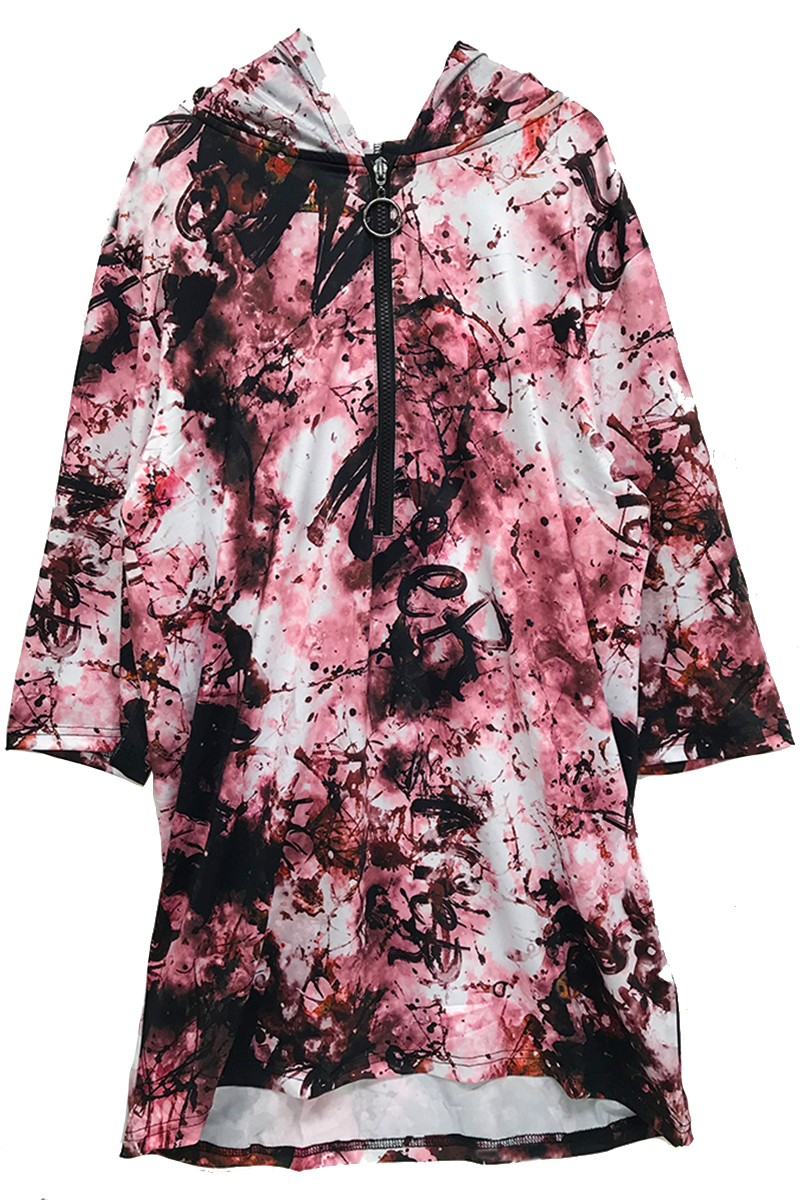 NieR (ニーア) HALF ZIP HOODIE【PINK TIE DYE】