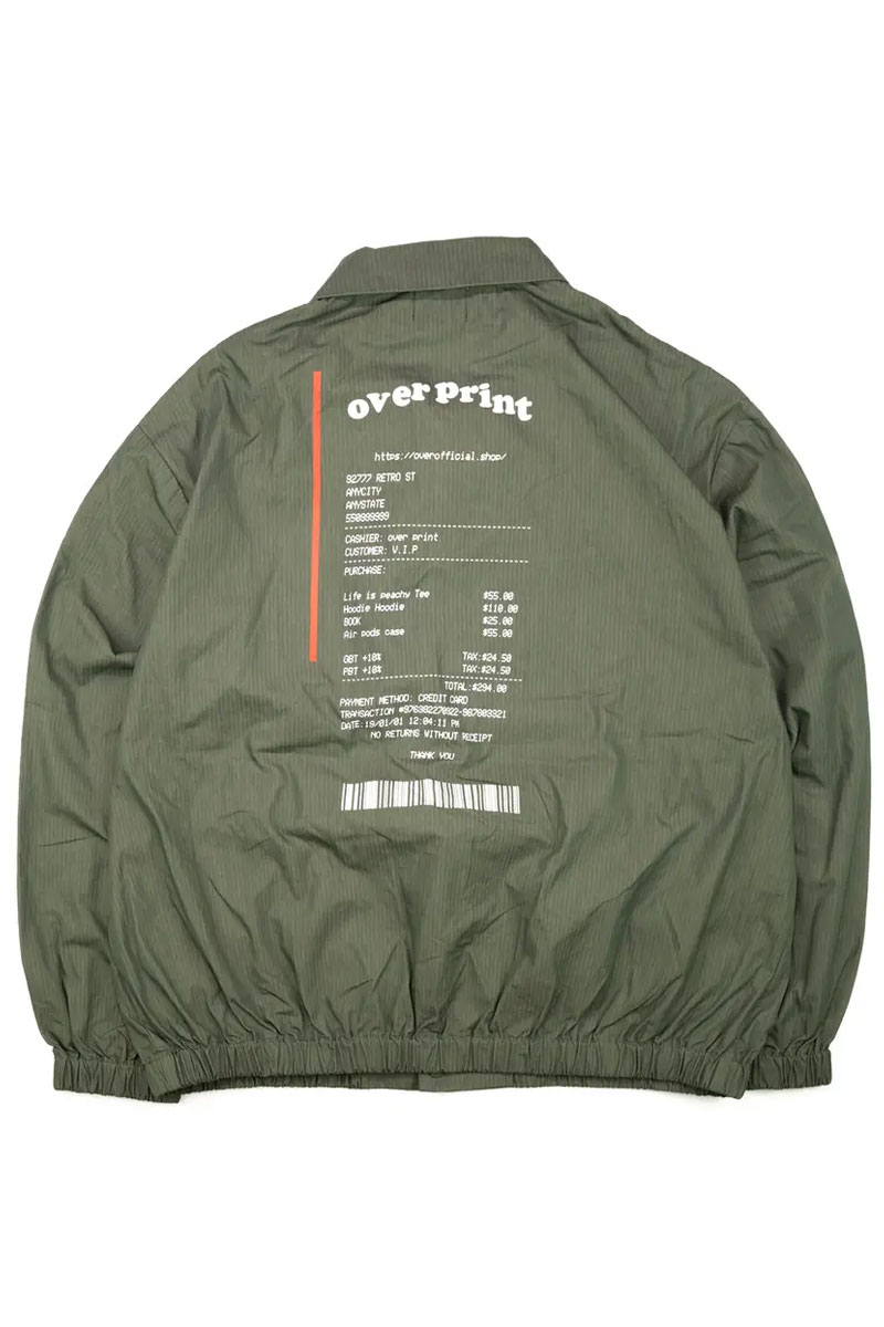 over print (オーバープリント) Receipt coach jacket (mint)