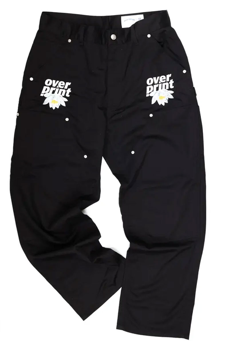 over print (オーバープリント) Lotus double knee pants (black)