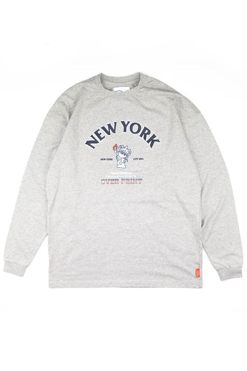 over print (オーバープリント) NEW YORK LS Tee (heather gray)