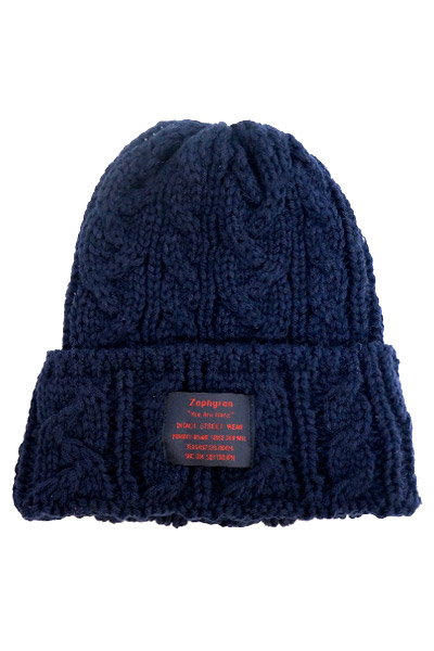 Zephyren (ゼファレン) CABLE BEANIE -You are here- NAVY