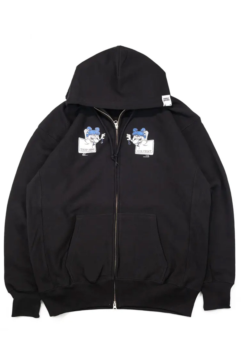 over print (オーバープリント) DSP-BOT Zip Hoodie (black)