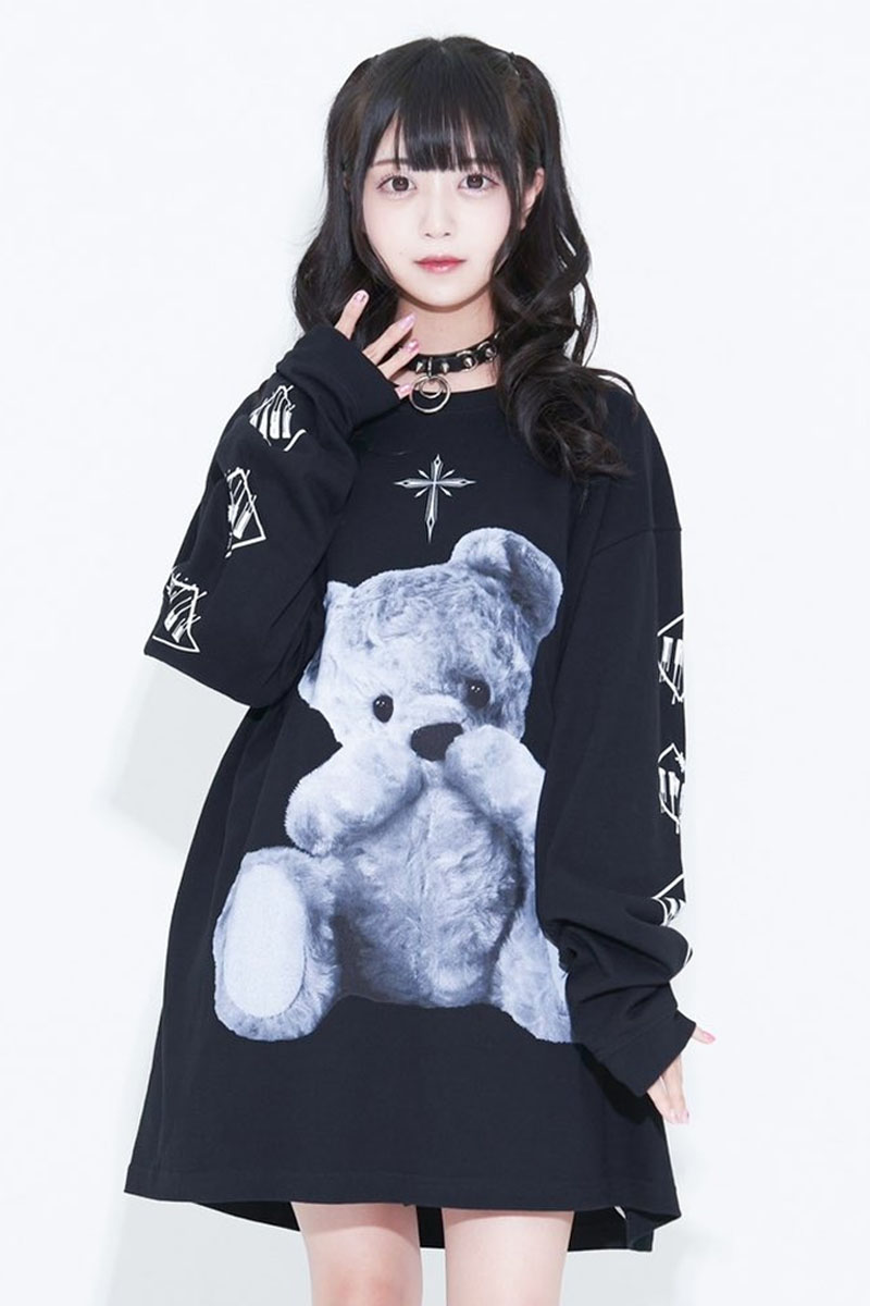 TRAVAS TOKYO【トラヴァストーキョー】Furry bear L/S Tee BLACK