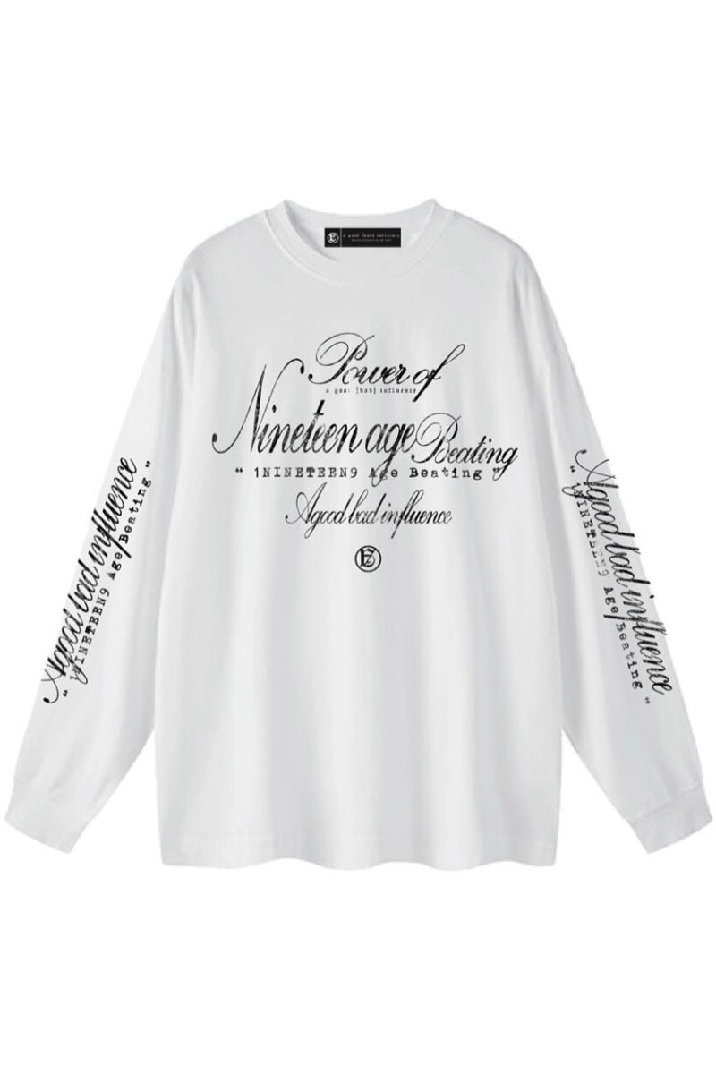 A Good Bad Influence(アグッドバッドインフルエンス) NINETEEN AGE BEATING L/S T-Shirt WHITE
