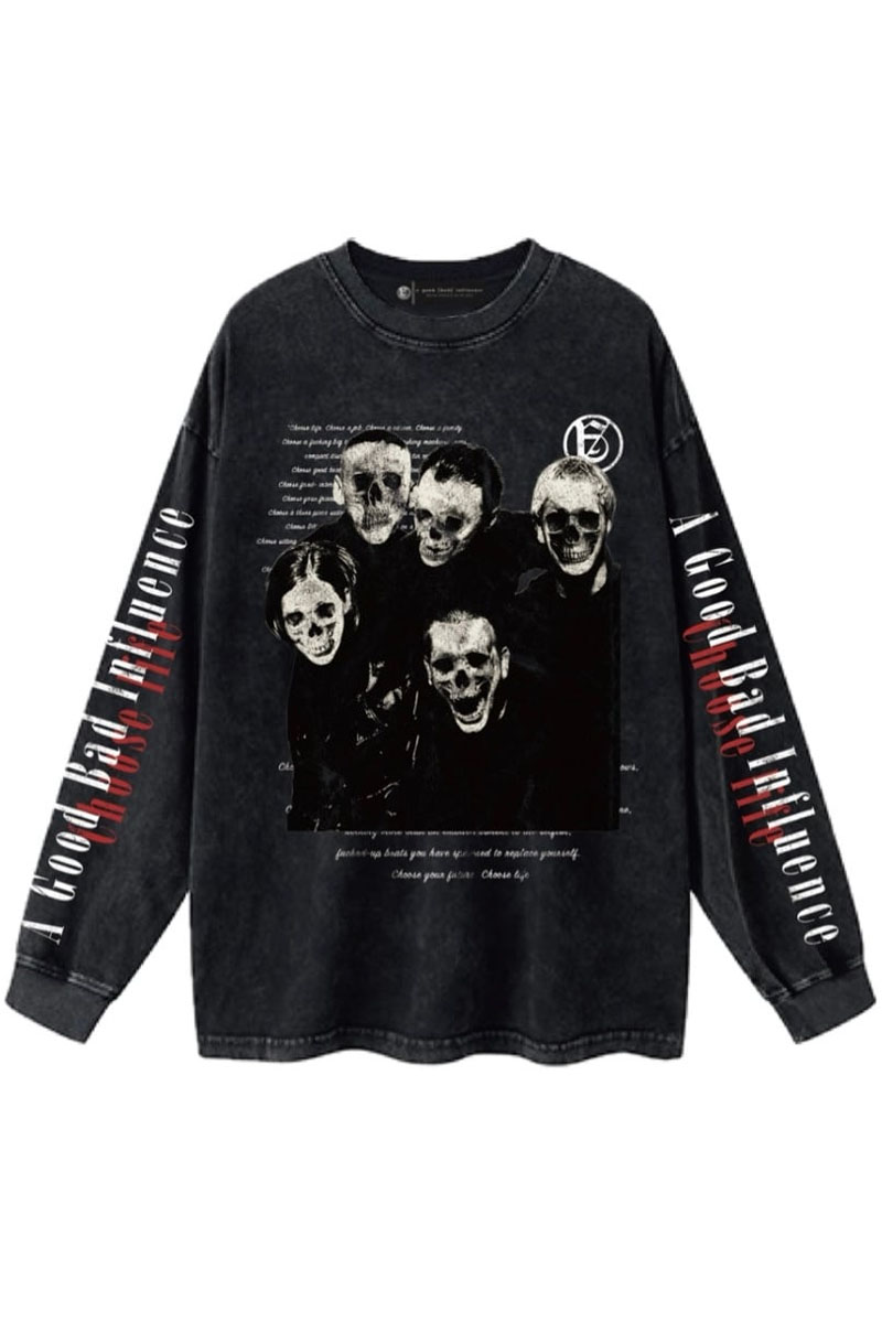 A Good Bad Influence(アグッドバッドインフルエンス) Choose Life LONG SLEEVE T-SHIRT BLACK