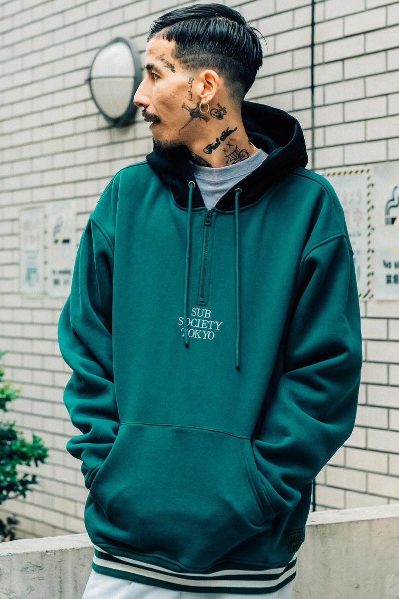 Subciety (サブサエティ) HALF ZIP PARKA GREEN