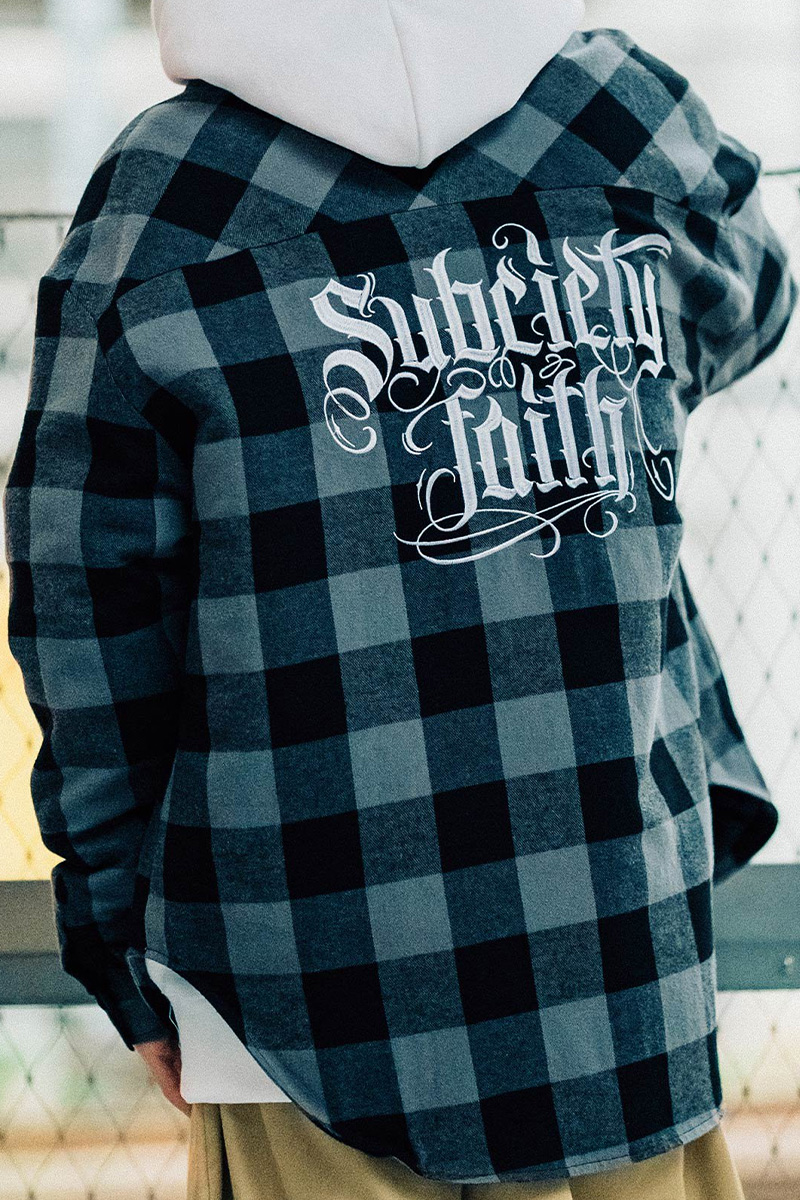 Subciety (サブサエティ) BUFFALO CHECK SHIRT JKT BLACK