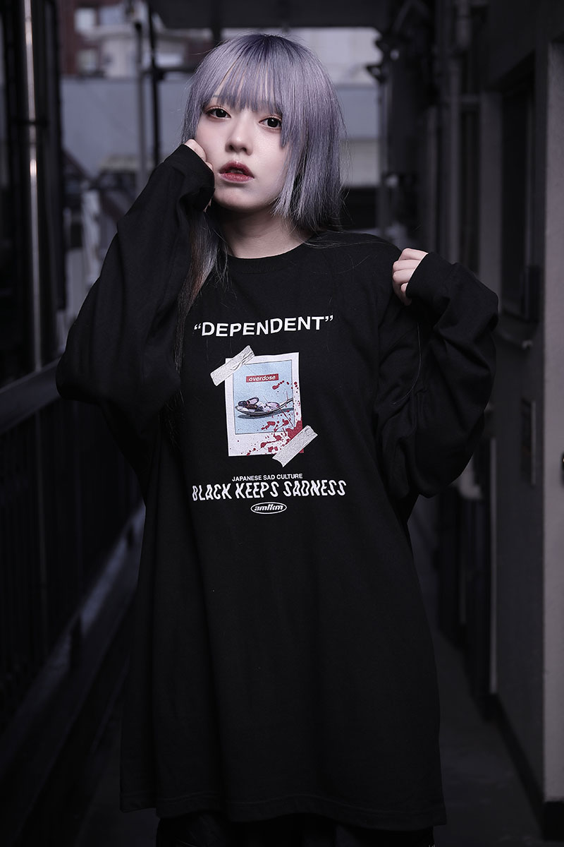 アマツカミ 依存/overdose L/S T-shirt BLACK