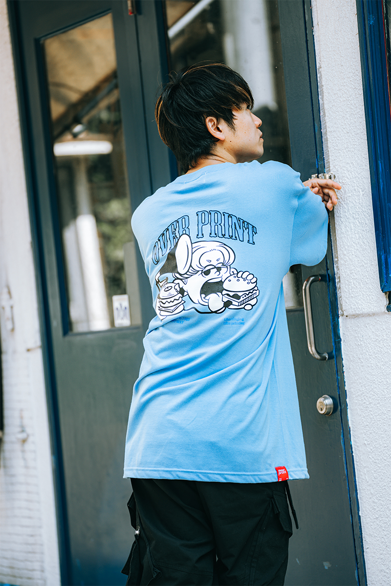 財部亮治 × over print × GEKIROCK CLOTHING Eat Tee BLUE