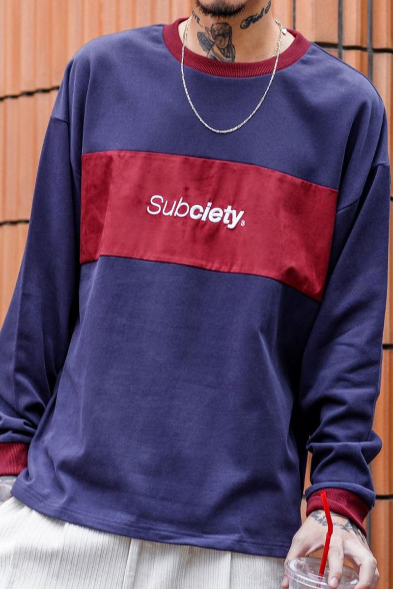 Subciety (サブサエティ) SUEDE SWITCHED L/S NAVY