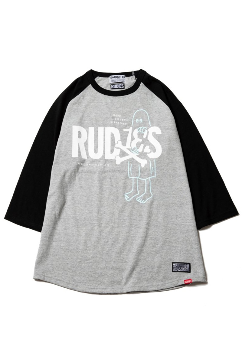 RUDIE'S(ルーディーズ)×SABBAT13(サバトサーティーン) ”RUD13'S RAGLAN T" (BK/GY)